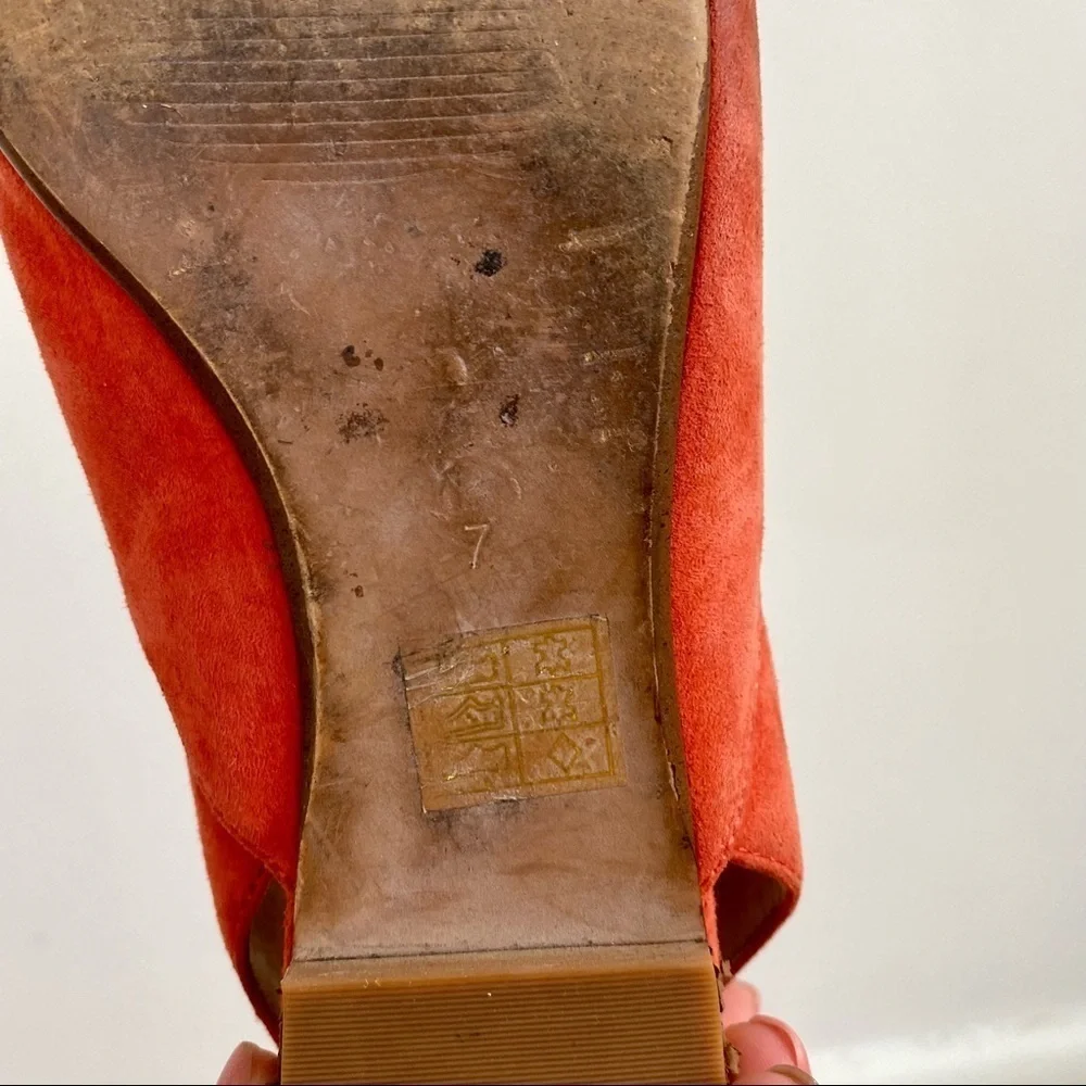 Madewell Katrina Orange Suede Sling Back Flats | Pointed Toe | Size 7